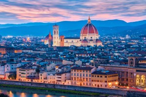 Historic centre of Florence by night, Tuscany